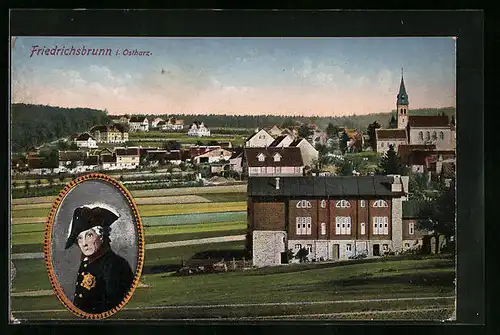 AK Friedrichsbrunn /Harz, Ortspartie mit Kirche