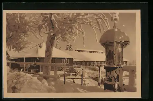 AK Oberhof /Thür., Wandelhalle mit Eisstadion