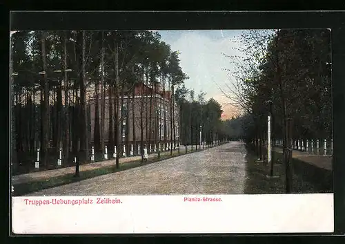 AK Zeithain, Truppen-Uebungsplatz mit Planitz-Strasse