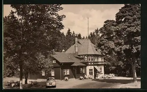 AK Oberhof i. Thür., Obere Schweizerhütte mit Terrassen