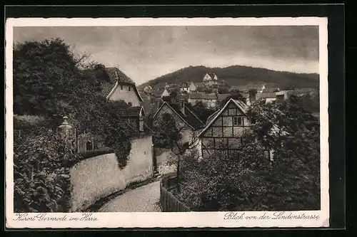 AK Gernrode /Harz, Ortspartie mit der Lindenstrasse