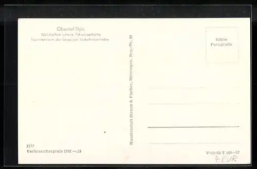 AK Oberhof i. Thür., Waldkaffee Untere Schweizerhütte, Touristenheim der Leipziger Verkehrsbetriebe