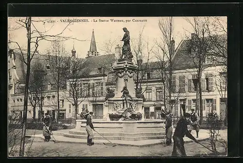AK Valenciennes, La Statue Watteau, par Carpeaux