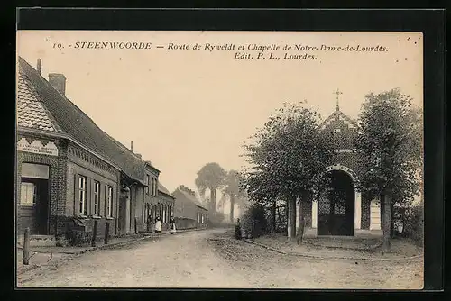 AK Steenwoorde, Route de Ryweldt et Chapelle de Notre-Dame-de-Lourdes