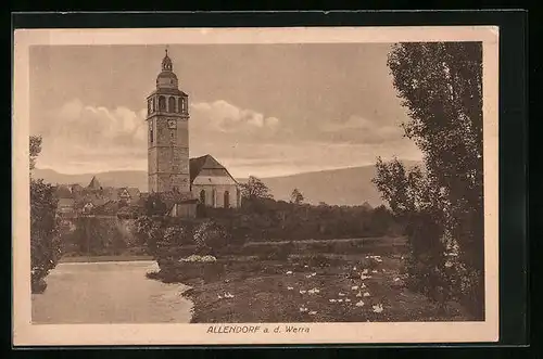 AK Allendorf /Werra, Flusspartie mit Kirche