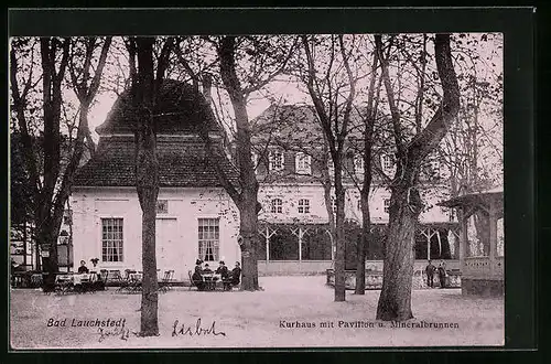 AK Bad Lauchstedt, Kurhaus mit Pavillon u. Mineralbrunnen