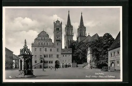AK Oschatz, Platz mit Rathaus