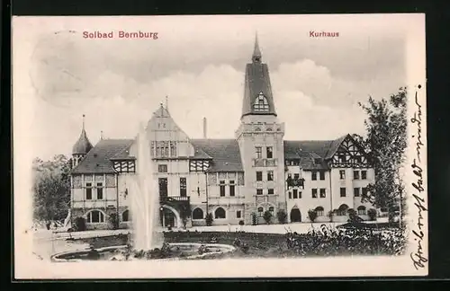 AK Bernburg, Kurhaus mit Fontäne