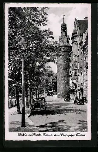 AK Halle a /Saale, Partie am Leipziger Turm