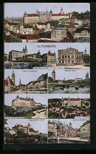 AK Altenburg, Herzogliches Residenzschloss, Markt und Rathaus, Kleiner Teich