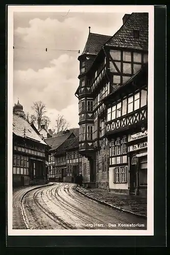 AK Stolberg /Harz, Strassenpartie am Konsistorium
