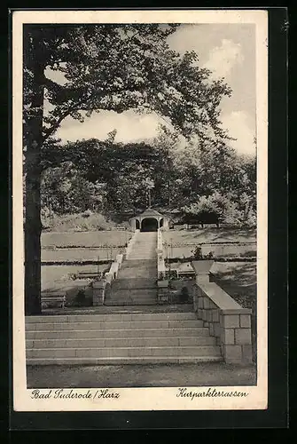 AK Bad Suderode /Harz, Kurparkterassen mit Pavillon