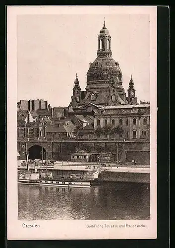 AK Dresden, Brühl`sche Terrasse und Frauenkirche