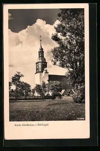 AK Schellerhau i. Osterzgeb., Blick auf die Gemeindekirche