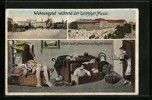 AK Wohnungsnot während der Leipziger Messe