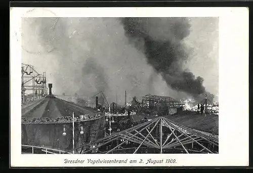 AK Dresdener Vogelwiesenbrand am 2.8.1909