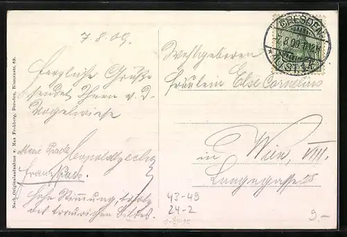 AK Dresdener Vogelwiesenbrand am 2.8.1909