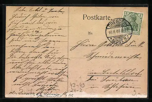 AK Brand der Dresdener Vogelwiese am 2.8.1909