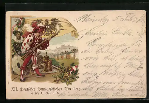 Lithographie Nürnberg, 12. Deutsches Bundesschiessen 1897