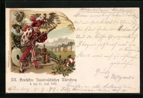 Lithographie Nürnberg, 12. Deutsches Bundesschiessen 1897
