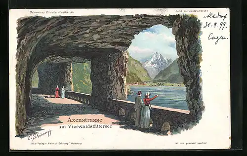 Künstler-AK C. Steinmann Nr. 2012: Axenstrasse am Vierwaldstättersee