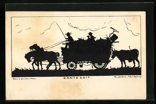 Künstler-AK Marta Sachse-Schubert: Heuwagen zur Erntezeit