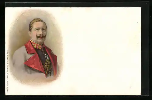 AK Kaiser Wilhelm II. in roter Uniform