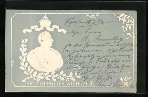 Präge-AK Kaiser Wilhelm II. im Profil