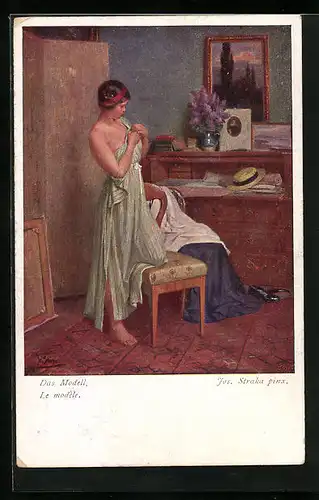 Künstler-AK Josef Straka: Das Modell