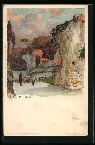 Künstler-AK Manuel Wielandt: Cimiez, Ein Hirte mit seiner Herde