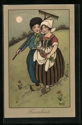 Künstler-AK Florence Hardy: Feierabend nach der Ernte