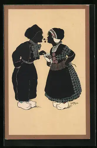 Künstler-AK Alwin Freund: Pärchen nascht Kirschen