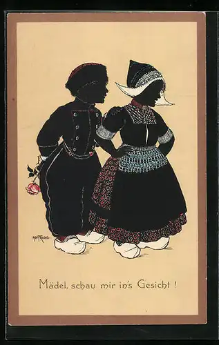 Künstler-AK Alwin Freund: Schüchterne Dame vor ihrem Liebsten