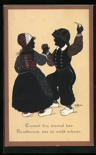 Künstler-AK Alwin Freund: Ein Tänzchen in Holzschuhen