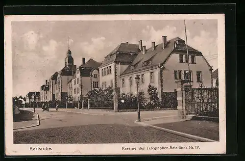 AK Karlsruhe, Kaserne des Telegraphen-Bataillons Nr. IV