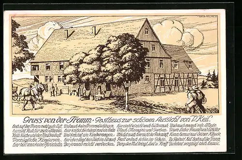 Künstler-AK Rimbach /Odenw., Gasthaus Zur schönen Aussicht von V. Keil auf der Tromm