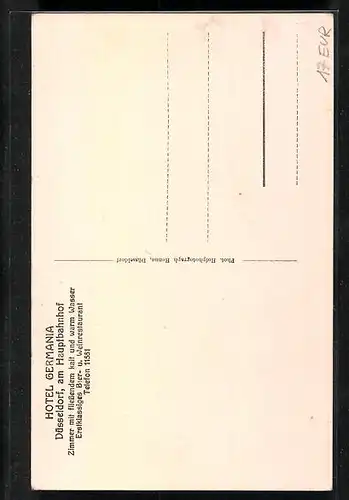 AK Düsseldorf, Hotel Germania, am Hauptbahnhof