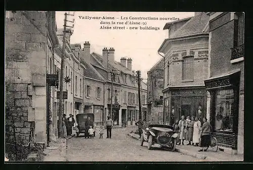 AK Vailly-sur-Aisne, Les Constructions nouvelles dans la rue d`Aisne