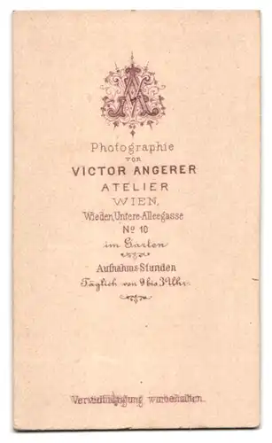 Fotografie Victor Angerer, Wien, Portrait Gräfin Viktoria von Falkenhayn im Biedermeierkleid mit Kopfbedeckung