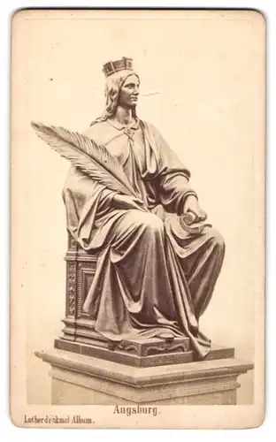 Fotografie C. Holzamer, Worms, Ansicht Worms, Statue Augsburg mit Friedenspalme, Teil des Lutherdenkmals