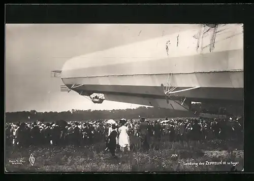 AK Berlin-Tegel, Landung des Zeppelin III auf dem Flugfeld