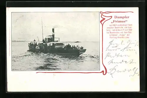 AK Hamburg, Schiffskatastrophe der Primus 1902, Der Dampfer