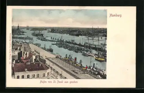 AK Hamburg, Hafen von St. Pauli aus gesehen
