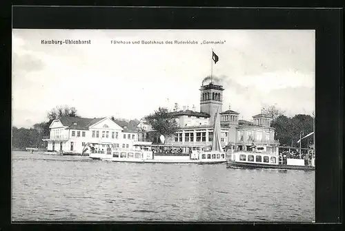 AK Hamburg-Uhlenhorst, Fährhaus und Bootshaus des Ruderklubs Germania