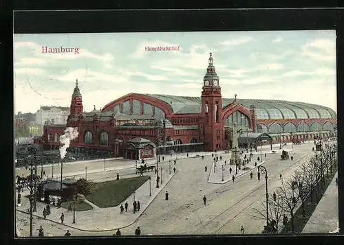 AK Hamburg, Der Hauptbahnhof mit Vorplatz