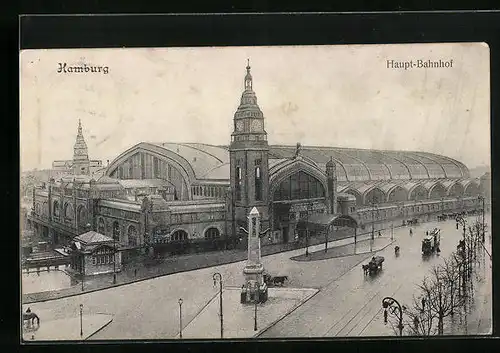 AK Hamburg, Strassenbahn vor dem Hauptbahnhof