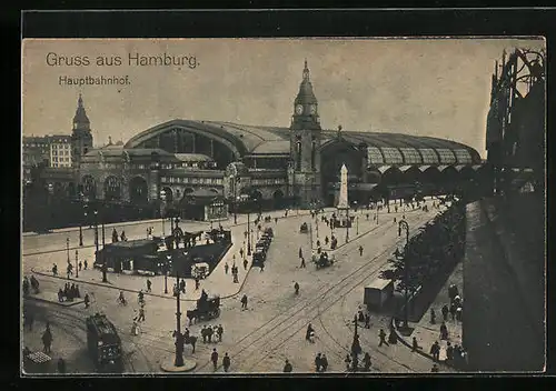 AK Hamburg, Strassenbahn am Hauptbahnhof