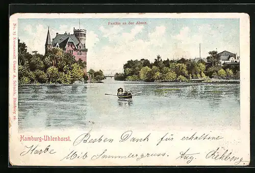 AK Hamburg-Uhlenhorst, Partie an der Alster
