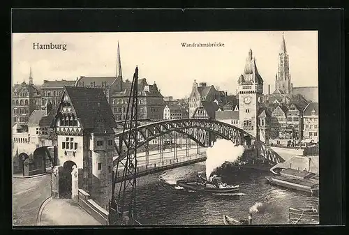 AK Hamburg, Dampfer passiert Wandrahmsbrücke