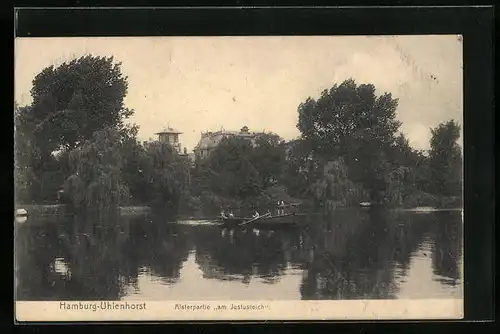 AK Hamburg-Uhlenhorst, Alsterpartie am Justusteich